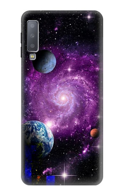 W3689 Galaxy Outer Space Planet Funda Carcasa Case y Caso Del Tirón Funda para Samsung Galaxy A7 (2018)