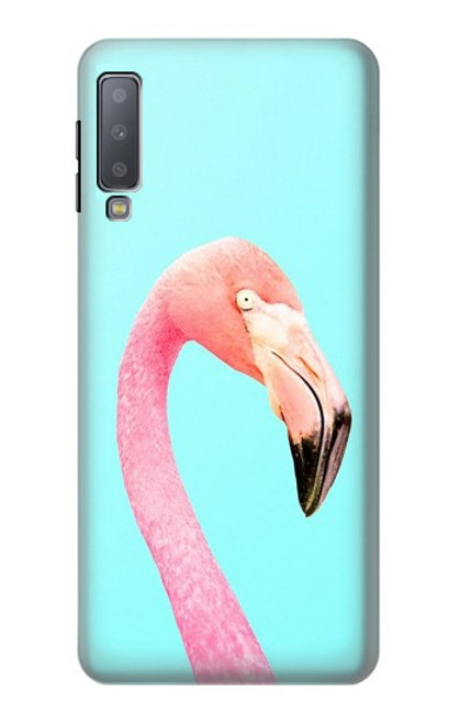 W3708 Pink Flamingo Funda Carcasa Case y Caso Del Tirón Funda para Samsung Galaxy A7 (2018)