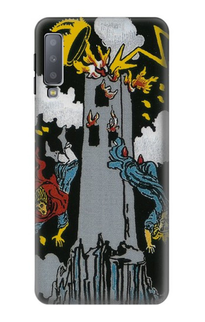 W3745 Tarot Card The Tower Funda Carcasa Case y Caso Del Tirón Funda para Samsung Galaxy A7 (2018)