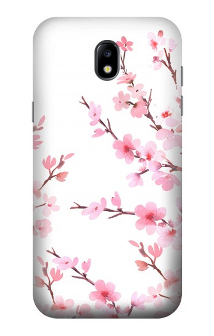 W3707 Pink Cherry Blossom Spring Flower Funda Carcasa Case y Caso Del Tirón Funda para Samsung Galaxy J5 (2017) EU Version