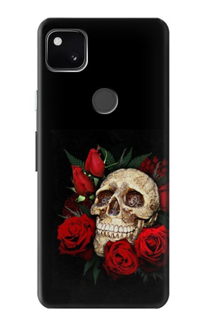 W3753 Dark Gothic Goth Skull Roses Funda Carcasa Case y Caso Del Tirón Funda para Google Pixel 4a