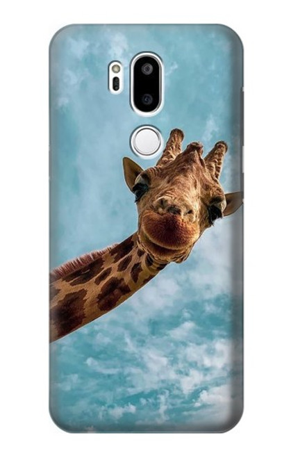 W3680 Cute Smile Giraffe Funda Carcasa Case y Caso Del Tirón Funda para LG G7 ThinQ