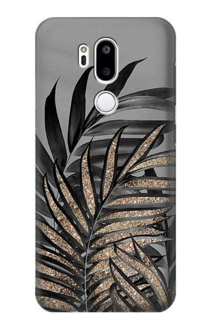 W3692 Gray Black Palm Leaves Funda Carcasa Case y Caso Del Tirón Funda para LG G7 ThinQ