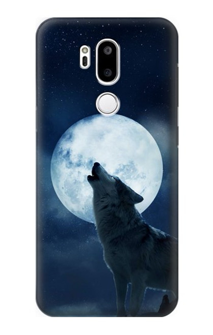 W3693 Grim White Wolf Full Moon Funda Carcasa Case y Caso Del Tirón Funda para LG G7 ThinQ