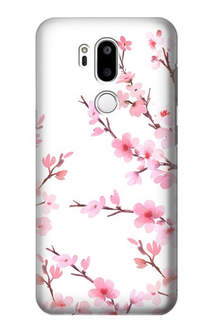 W3707 Pink Cherry Blossom Spring Flower Funda Carcasa Case y Caso Del Tirón Funda para LG G7 ThinQ