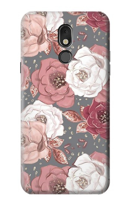 W3716 Rose Floral Pattern Funda Carcasa Case y Caso Del Tirón Funda para LG Stylo 5