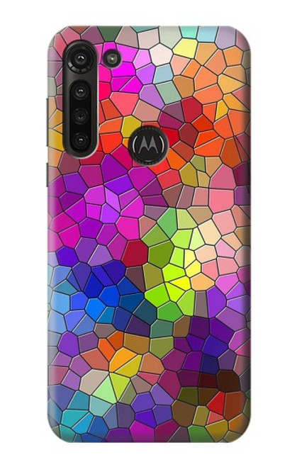 W3677 Colorful Brick Mosaics Funda Carcasa Case y Caso Del Tirón Funda para Motorola Moto G8 Power