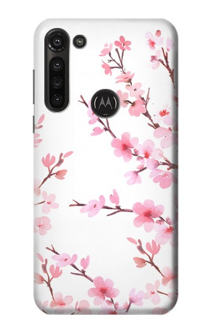 W3707 Pink Cherry Blossom Spring Flower Funda Carcasa Case y Caso Del Tirón Funda para Motorola Moto G8 Power
