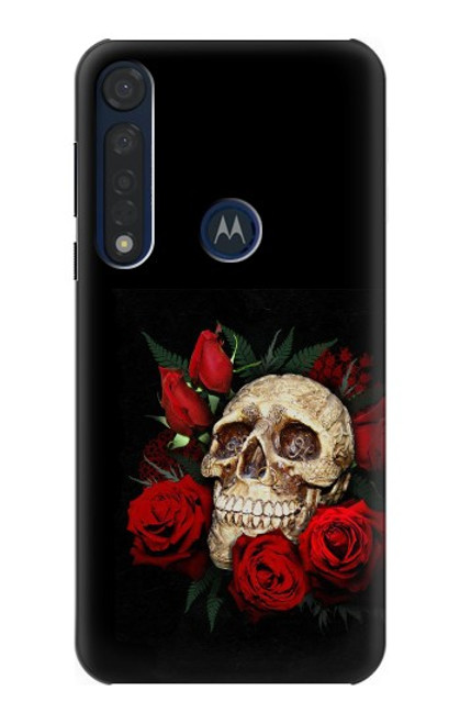 W3753 Dark Gothic Goth Skull Roses Funda Carcasa Case y Caso Del Tirón Funda para Motorola Moto G8 Plus