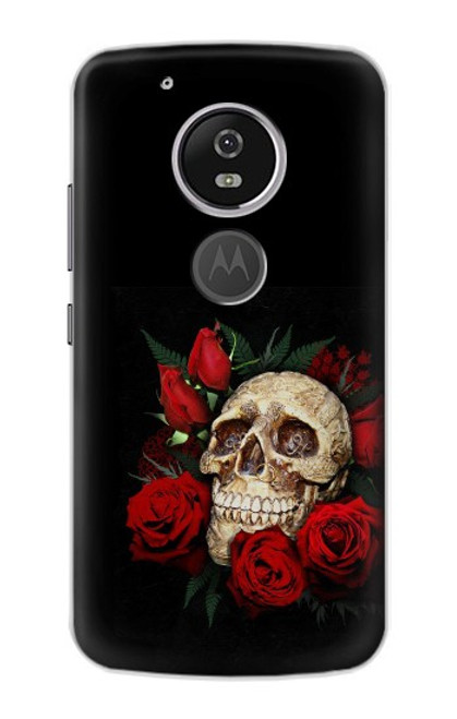 W3753 Dark Gothic Goth Skull Roses Funda Carcasa Case y Caso Del Tirón Funda para Motorola Moto G6 Play, Moto G6 Forge, Moto E5