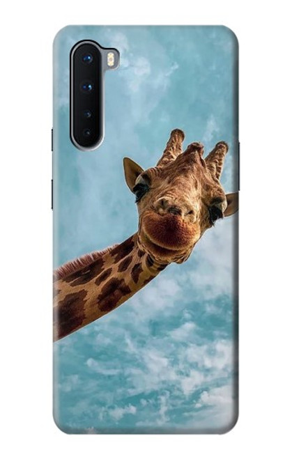 W3680 Cute Smile Giraffe Funda Carcasa Case y Caso Del Tirón Funda para OnePlus Nord