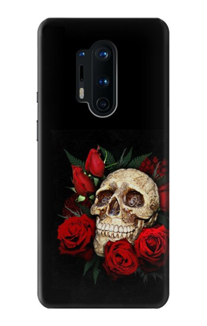 W3753 Dark Gothic Goth Skull Roses Funda Carcasa Case y Caso Del Tirón Funda para OnePlus 8 Pro