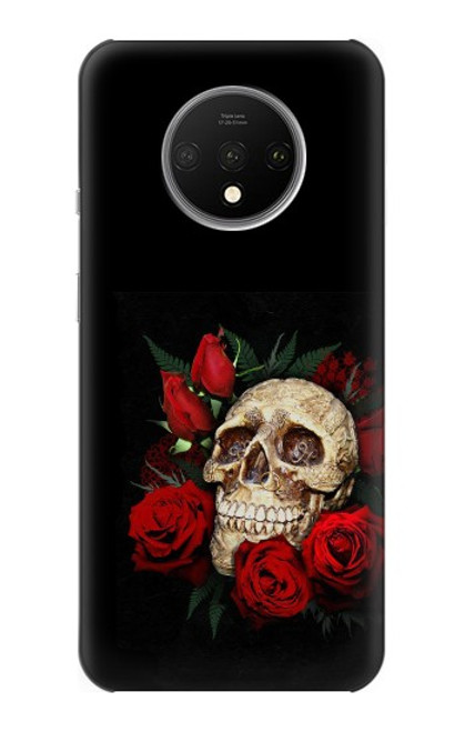 W3753 Dark Gothic Goth Skull Roses Funda Carcasa Case y Caso Del Tirón Funda para OnePlus 7T