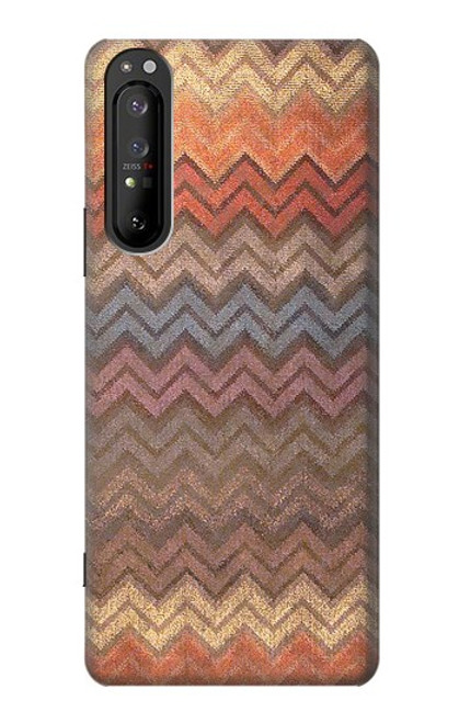 W3752 Zigzag Fabric Pattern Graphic Printed Funda Carcasa Case y Caso Del Tirón Funda para Sony Xperia 1 II