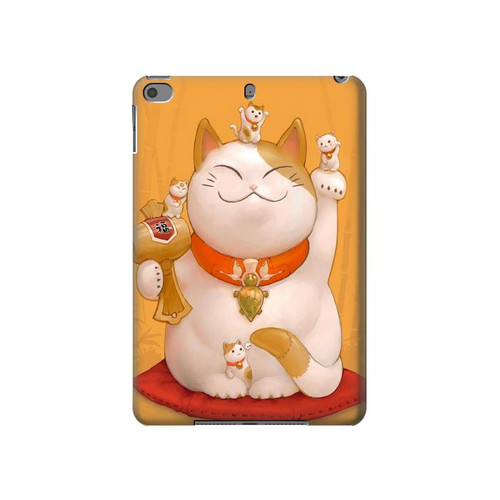 W1217 Maneki Neko Lucky Cat Funda Carcasa Case para iPad mini 4, iPad mini 5, iPad mini 5 (2019)