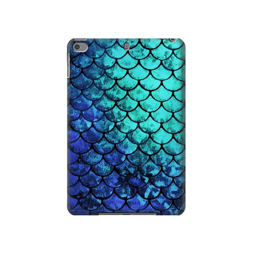 W3047 Green Mermaid Fish Scale Funda Carcasa Case para iPad mini 4, iPad mini 5, iPad mini 5 (2019)