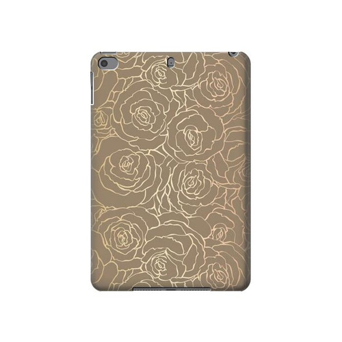 W3466 Gold Rose Pattern Funda Carcasa Case para iPad mini 4, iPad mini 5, iPad mini 5 (2019)