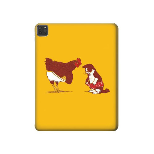 W1093 Rooster and Cat Joke Funda Carcasa Case para iPad Pro 11 (2021,2020,2018, 3rd, 2nd, 1st)