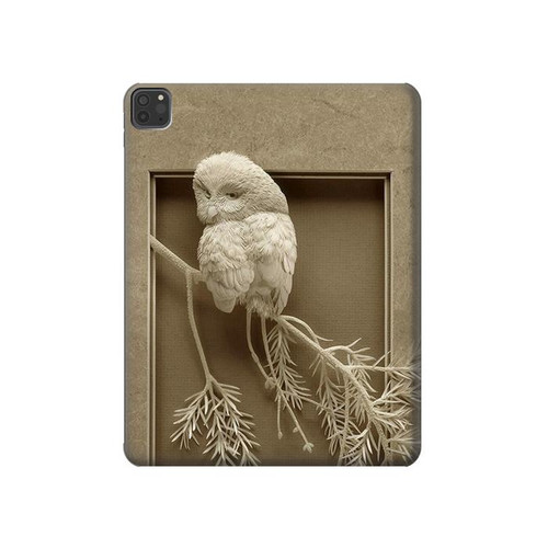 W1386 Paper Sculpture Owl Funda Carcasa Case para iPad Pro 11 (2021,2020,2018, 3rd, 2nd, 1st)