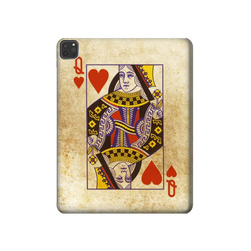 W2833 Poker Card Queen Hearts Funda Carcasa Case para iPad Pro 11 (2021,2020,2018, 3rd, 2nd, 1st)