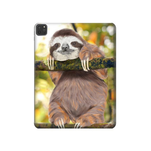 W3138 Cute Baby Sloth Paint Funda Carcasa Case para iPad Pro 11 (2021,2020,2018, 3rd, 2nd, 1st)