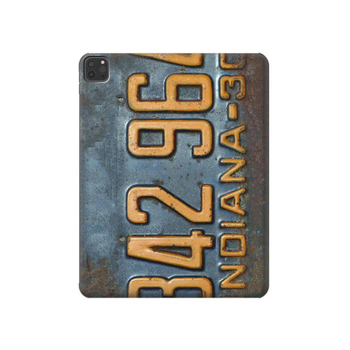 W3750 Vintage Vehicle Registration Plate Funda Carcasa Case para iPad Pro 11 (2021,2020,2018, 3rd, 2nd, 1st)