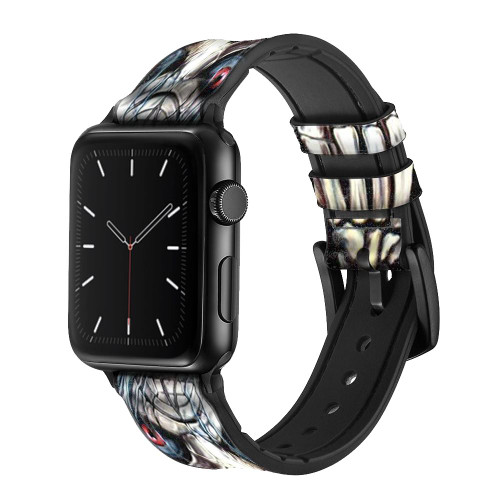 CA0023 Skull Pentagram Leather & Silicone Smart Watch Band Strap For Apple Watch iWatch