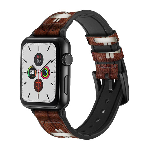 CA0656 Vintage Football Graphic Printed Leather & Silicone Smart Watch Band Strap For Apple Watch iWatch