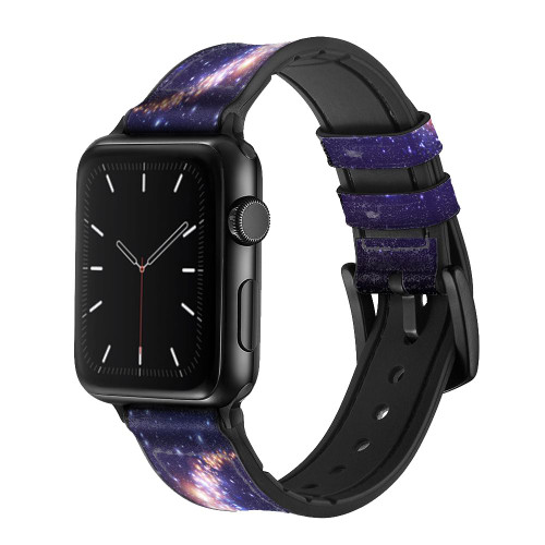 CA0658 Crescent Moon Galaxy Leather & Silicone Smart Watch Band Strap For Apple Watch iWatch