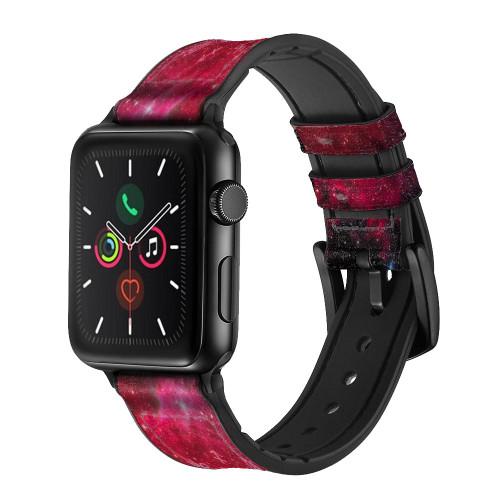 CA0677 Zodiac Red Galaxy Leather & Silicone Smart Watch Band Strap For Apple Watch iWatch