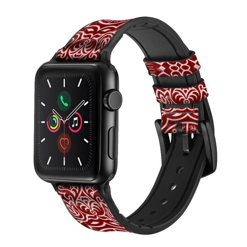 CA0837 Yen Pattern Leather & Silicone Smart Watch Band Strap For Apple Watch iWatch