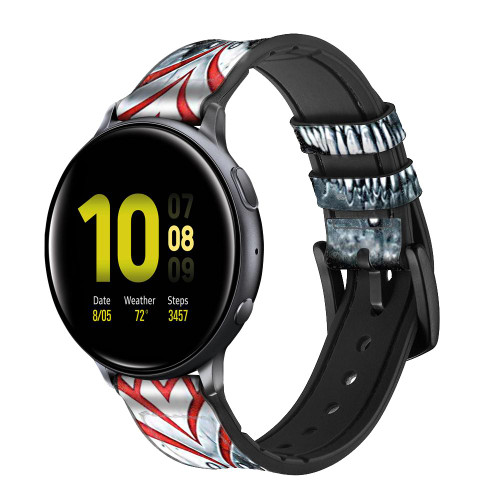 CA0024 Vampire Skull Tattoo Correa de reloj inteligente de silicona y cuero para Samsung Galaxy Watch, Gear, Active