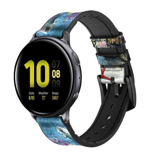 CA0027 Aquarium 2 Correa de reloj inteligente de silicona y cuero para Samsung Galaxy Watch, Gear, Active