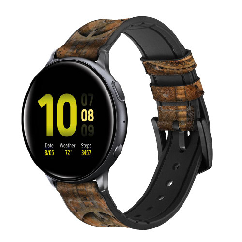 CA0704 Clock Gear Steampunk Correa de reloj inteligente de silicona y cuero para Samsung Galaxy Watch, Gear, Active