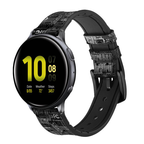 CA0732 Bug Circuit Board Graphic Correa de reloj inteligente de silicona y cuero para Samsung Galaxy Watch, Gear, Active