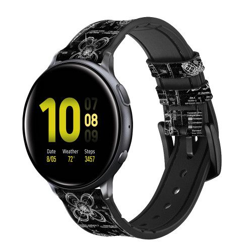 CA0734 Apollo Blue Print Correa de reloj inteligente de silicona y cuero para Samsung Galaxy Watch, Gear, Active