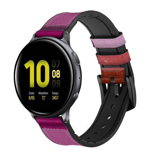 CA0768 LGBT Lesbian Flag Correa de reloj inteligente de silicona y cuero para Samsung Galaxy Watch, Gear, Active