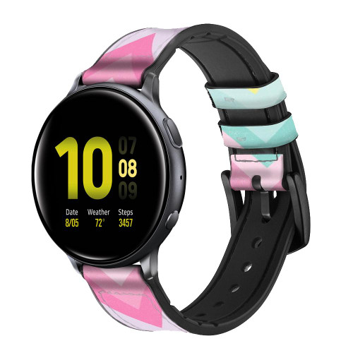 CA0803 Rainbow Zigzag Correa de reloj inteligente de silicona y cuero para Samsung Galaxy Watch, Gear, Active