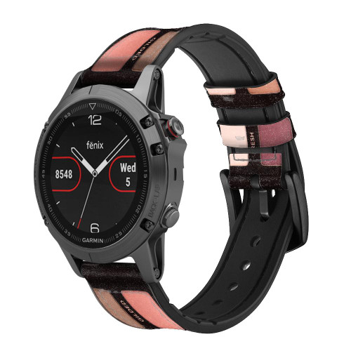 CA0602 Lip Palette Correa de reloj inteligente de silicona y cuero para Garmin Smartwatch