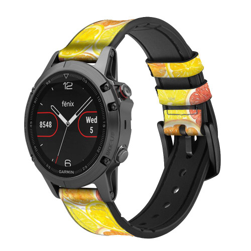 CA0711 Lemon Correa de reloj inteligente de silicona y cuero para Garmin Smartwatch