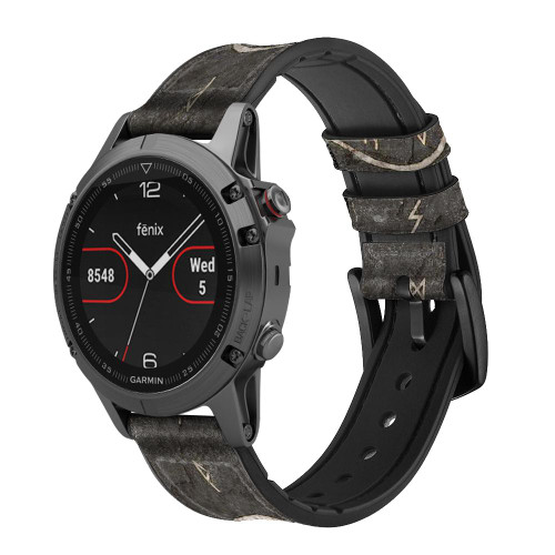 CA0714 Norse Ancient Viking Symbol Correa de reloj inteligente de silicona y cuero para Garmin Smartwatch