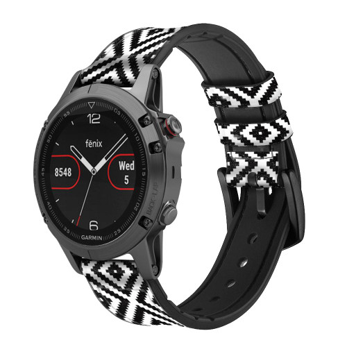 CA0725 Ruta Pattern Correa de reloj inteligente de silicona y cuero para Garmin Smartwatch