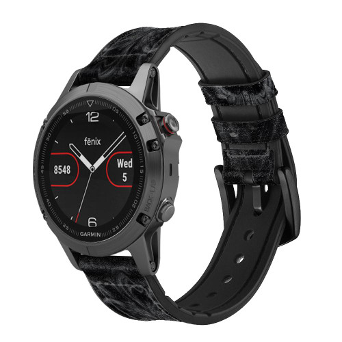 CA0841 Dark Gothic Lion Correa de reloj inteligente de silicona y cuero para Garmin Smartwatch