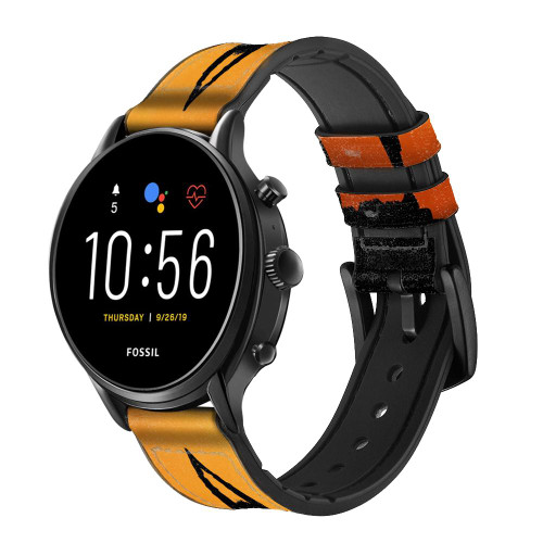 CA0107 Yoga Correa de reloj inteligente de silicona y cuero para Fossil Smartwatch