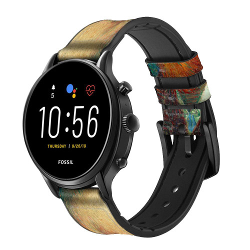 CA0663 Vincent Van Gogh Self Portrait Correa de reloj inteligente de silicona y cuero para Fossil Smartwatch