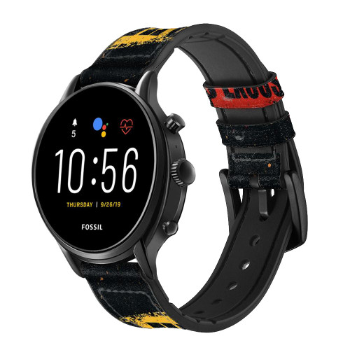 CA0786 No Fear Limits Excuses Correa de reloj inteligente de silicona y cuero para Fossil Smartwatch