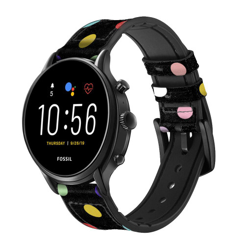 CA0816 Colorful Polka Dot Correa de reloj inteligente de silicona y cuero para Fossil Smartwatch