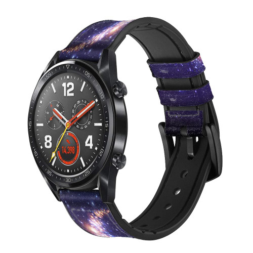 CA0658 Crescent Moon Galaxy Correa de reloj inteligente de silicona y cuero para Wristwatch Smartwatch