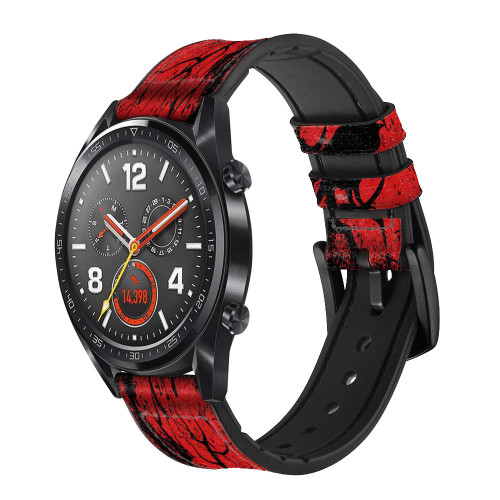 CA0659 Crow Black Blood Tree Correa de reloj inteligente de silicona y cuero para Wristwatch Smartwatch