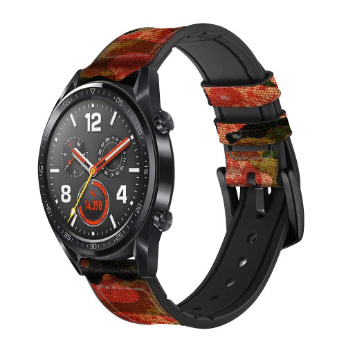 CA0696 Camouflage Blood Splatter Correa de reloj inteligente de silicona y cuero para Wristwatch Smartwatch